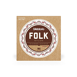 D'ADDARIO EJ34 FOLK NYLON 80/20 Bronze Ball End Black Treble