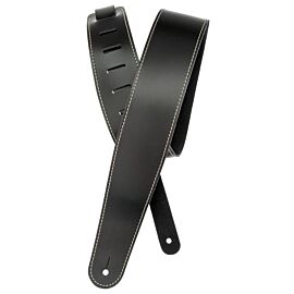 D'ADDARIO 25LS00-DX Deluxe Leather Guitar Strap (Black with Contrast Stitch)