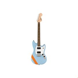 SQUIER by FENDER BULLET MUSTANG FSR HH DAPHNE BLUE w/COMPETITION STRIPES